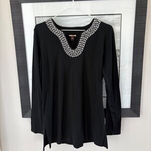 DANA BUCHMAN Women’s Size Small S Shirt Blouse Top Sweater Black Long Sleeve